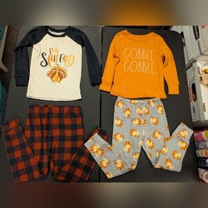 Lot of 2 (TWO) Toddler Boy Thanksgiving Theme Pajama Sets in Size 4T